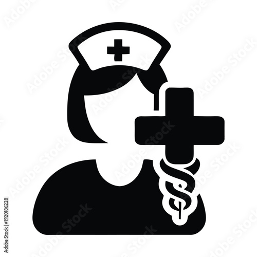 women  nurse icons silhouette white background vector illustration