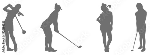 Golf player swing silhouette collection