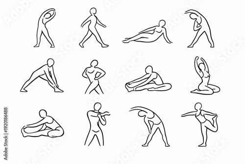 Icons relaxed loosen everyday icon stretch vector fluid outline motion extension