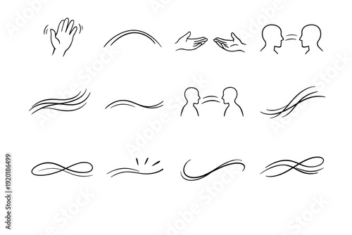 Vector curve simple icon image gesture generation arc line natural hand warm