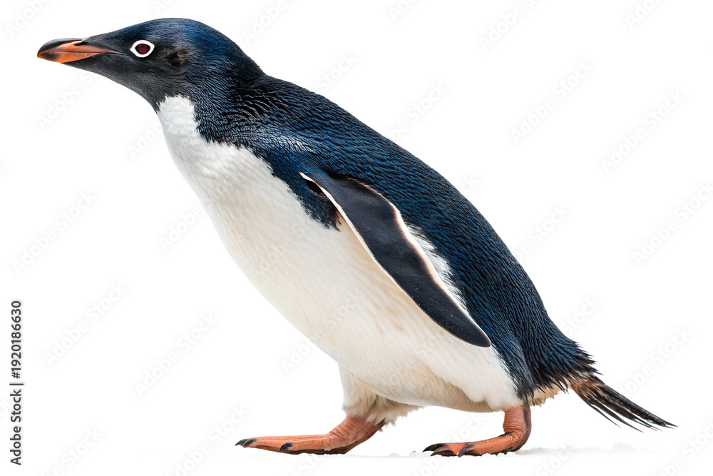Obraz premium Penguin, bird, black, white, standing, cute, isolated on transparent background