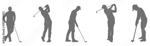 Golf player swing silhouette collection