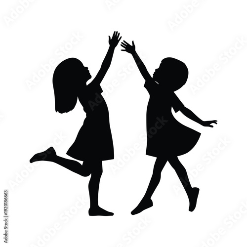 A little two-girl with a white background