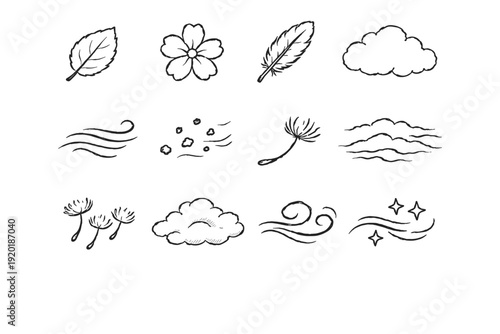 Icon simple petal drifting border shaky vector cloud generation airy boundary distorted