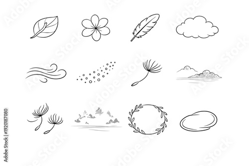 Pollen icon seed simple light generation vector soft mist border image cloud