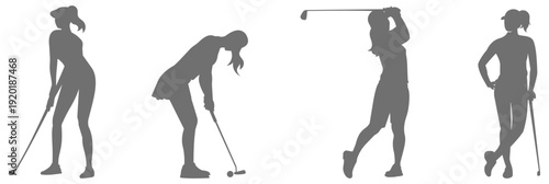 Golf player swing silhouette collection