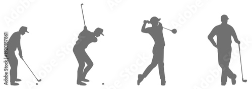 Golf player swing silhouette collection