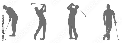 Golf player swing silhouette collection