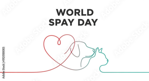 World spay day awareness illustration with heart and dog outline