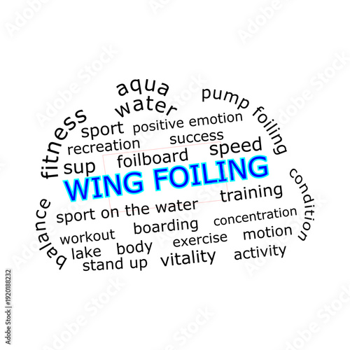 Wing Foiling Wordcloud - illustration