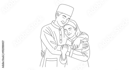 Man and Woman Embracing Tenderly Together.