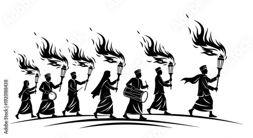 People Running with Torches in Hand.