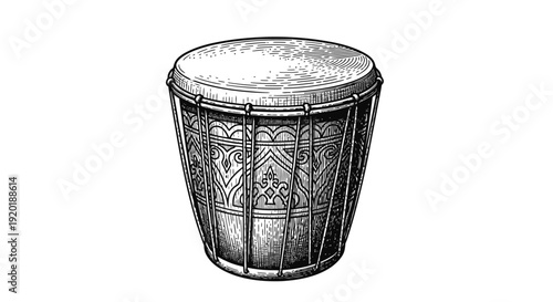 Traditional African Djembe Drum Illustration.