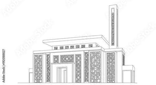 Detailed Architectural Drawing of a Building Facade.