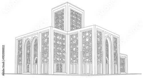 Detailed Architectural Drawing of a Large Building.