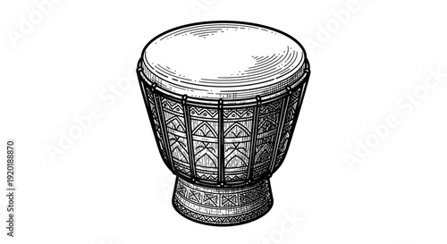 Traditional African Djembe Drum Illustration.