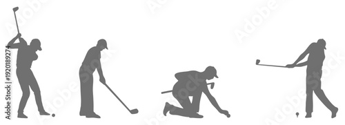Golf player swing silhouette collection