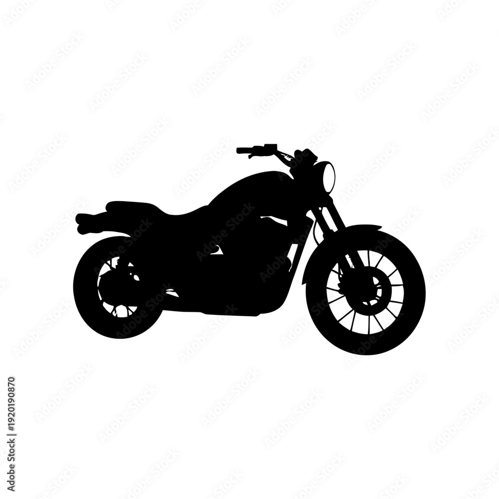 Fototapeta premium Black Silhouette Motorcycle Side View Illustration.