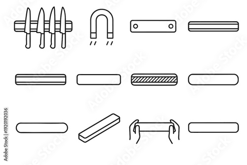 Wall bar mount icon edges holes flat mounting vector knife simple rectangular