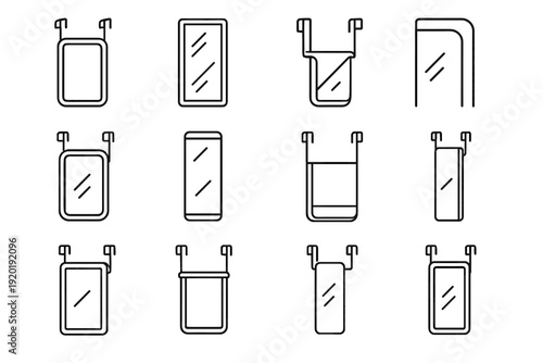 Mirror lightweight mounted design over slim vector panel compact icon door vertical