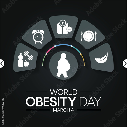 World Obesity day is observed every year on March 4, with the view of promoting practical solutions to end the global obesity crisis. Vector illustration