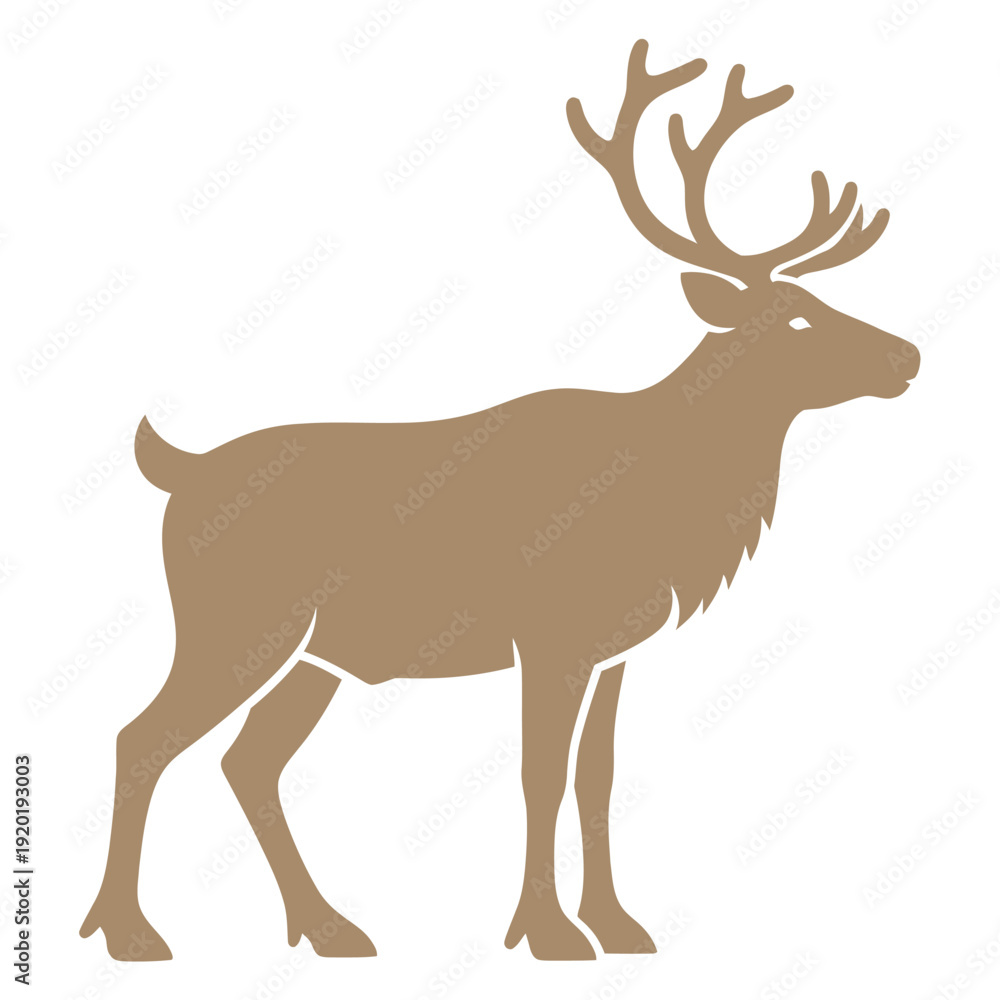 Obraz premium Brown Deer Silhouette with Antlers Standing.