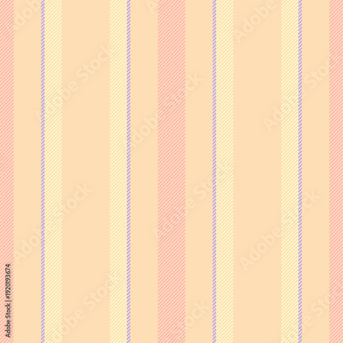 Grder vector textile seamless, simple fabric pattern lines. Cape vertical texture background stripe in peach puff and lemon chiffon colors.
