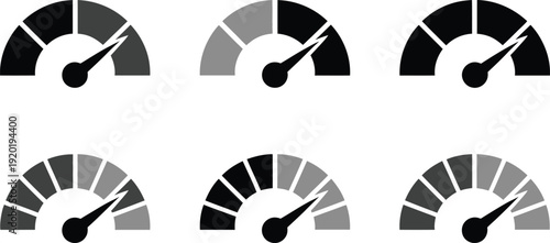 Speedometer gauge icons in different shades
