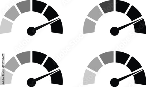 Speedometer gauges with different needle positions