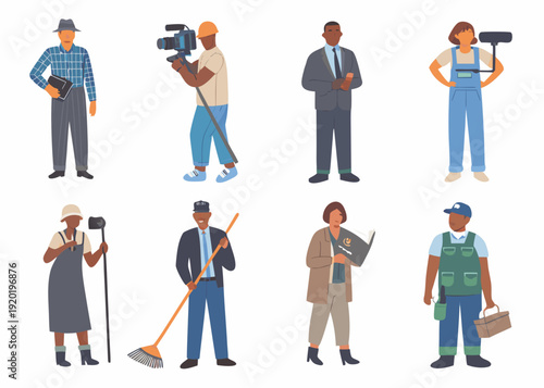 Diverse group of people representing various essential professions