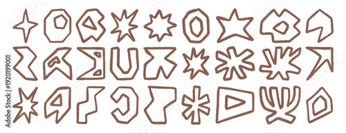 Abstract hand drawn shapes with rough brush stroke, minimal modern cutout style