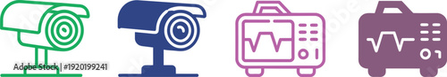 Security Camera and Medical Equipment Icons