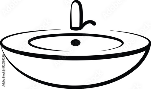 Simple Black and White Bathroom Sink Illustration