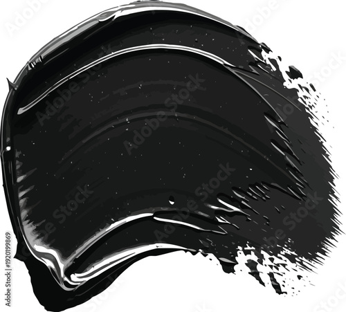 Vector  illustration of Thick curved black paint or mascara smudge isolated on transparent background