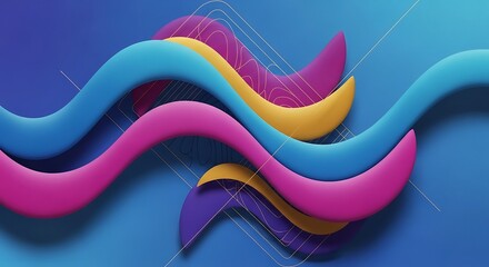 A colorful wavy abstract design on a blue background