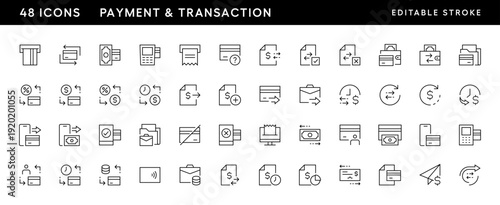 Payment icon collection. Transaction icon set Online payment, money, transaction, exchange, wallet, money bag and more.