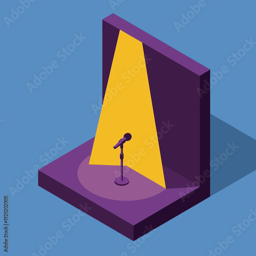 Microphone on stage under spotlight illustration.