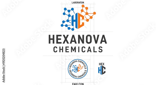 Innovative "HC" Monogram Chemical Technology Logo with Hexagonal Molecular Structure on Isolated White Background