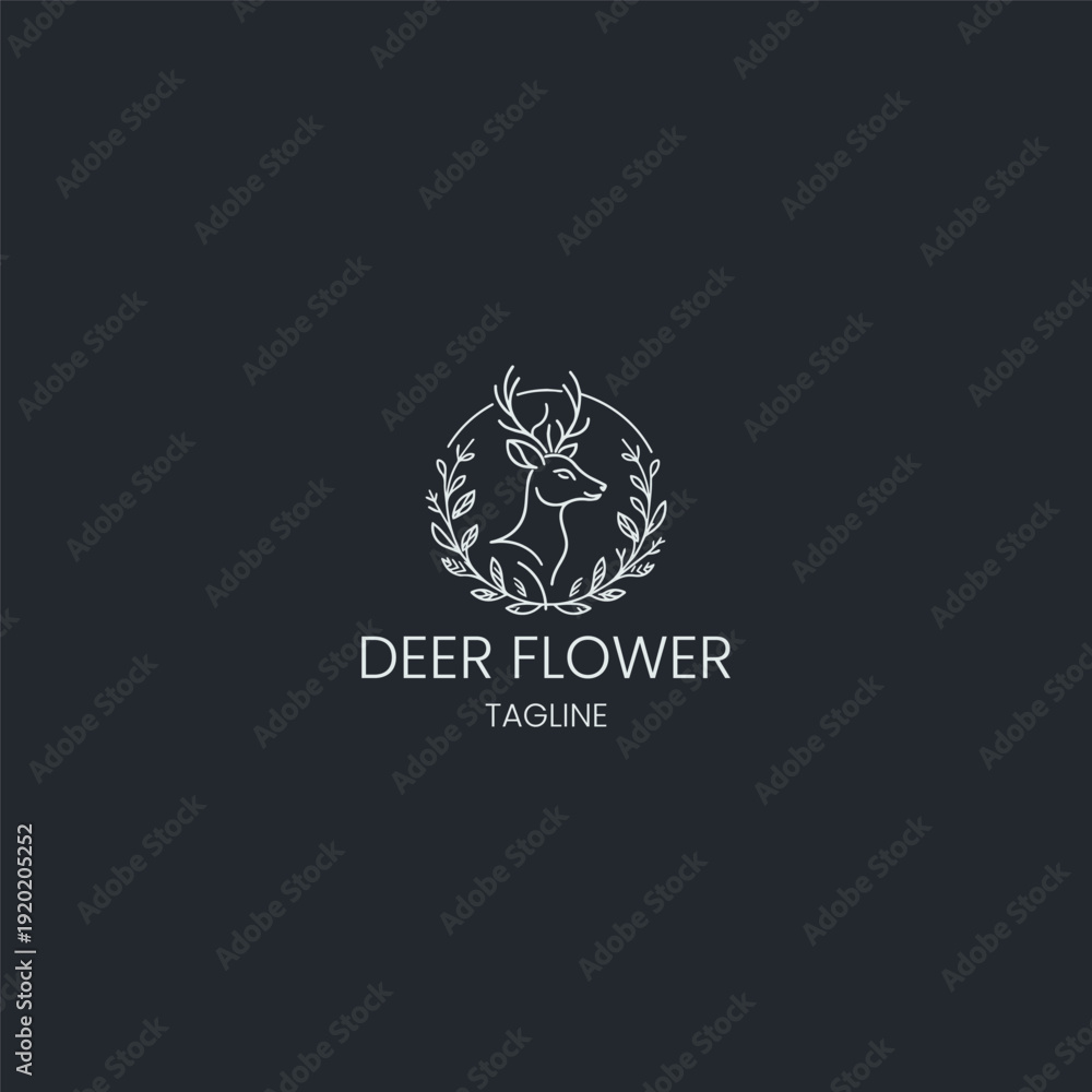 Fototapeta premium Deer flower logo design template vector illustration