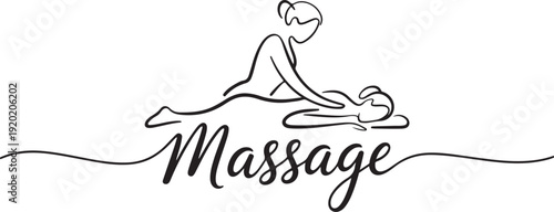 Minimalist Continuous Line Drawing of a Body Massage, Professional Spa Therapy Art