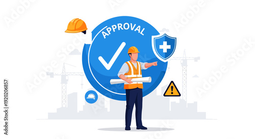 Construction Safety Inspection by Professional Worker with Safety Gear