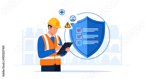 Construction Safety Inspection with Shield and Checklist
