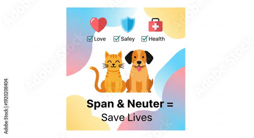 Spay and neuter pets concept with cat and dog save lives