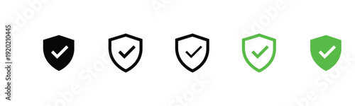 Free Download Set of shield icons with checkmarks in various colors and styles - GFXLoad