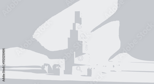 Abstract architectural structure with unique design and artistic elements in a minimalist style.