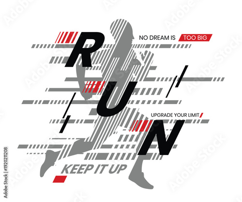 Run faster typography abstract design