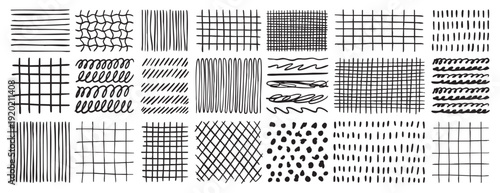 Fotografie Hand drawn grids patterns set