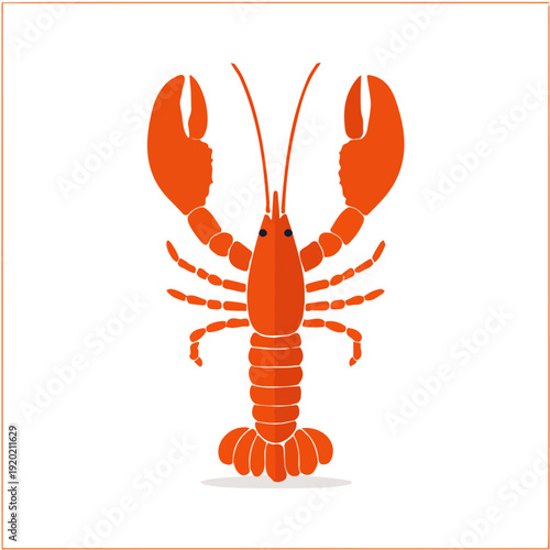 Simple flat 2D vector graphic of Lobster Thermidor, modern icon look, displayed on a pure white background.