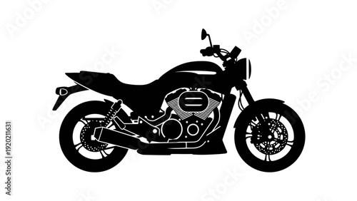 Silhouette of a modern motorcycle with detailed engine.
