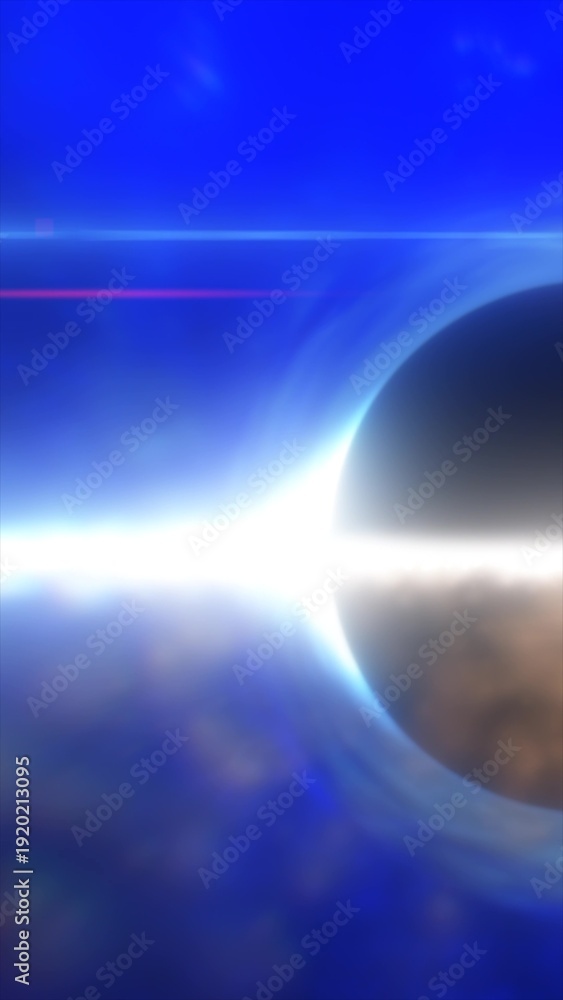 Obraz premium Glowing cosmic horizon with planetary edge and radiant blue light in deep space